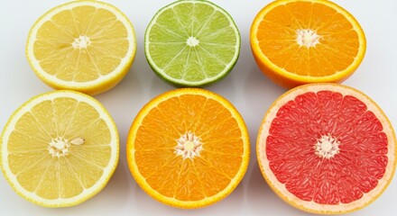 Colorful Citrus Fruits Sliced in Half