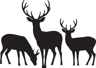 Three Deer Silhouettes Nature Wildlife Graphic Design