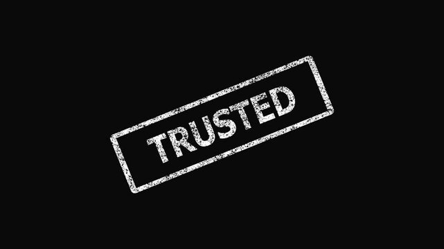Trusted Stamp animation on a transparent background, Trusted stamp sign, Trusted signed stamping text, Trusted word seal stamp 4k animation, seal animated icon, chroma key background