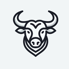 A stylized, linear drawing of a bull's head.