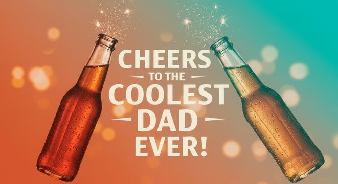 Cheers to the coolest dad ever - sparkling bottles celebration graphic