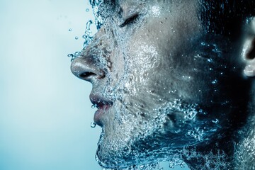 Fototapeta premium Side View of Human Body Showing Internal Water Concept