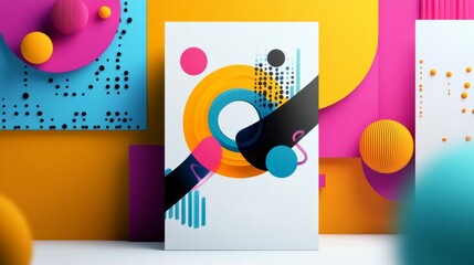 Obraz premium Vibrant Geometric Abstract Art Print Mockup