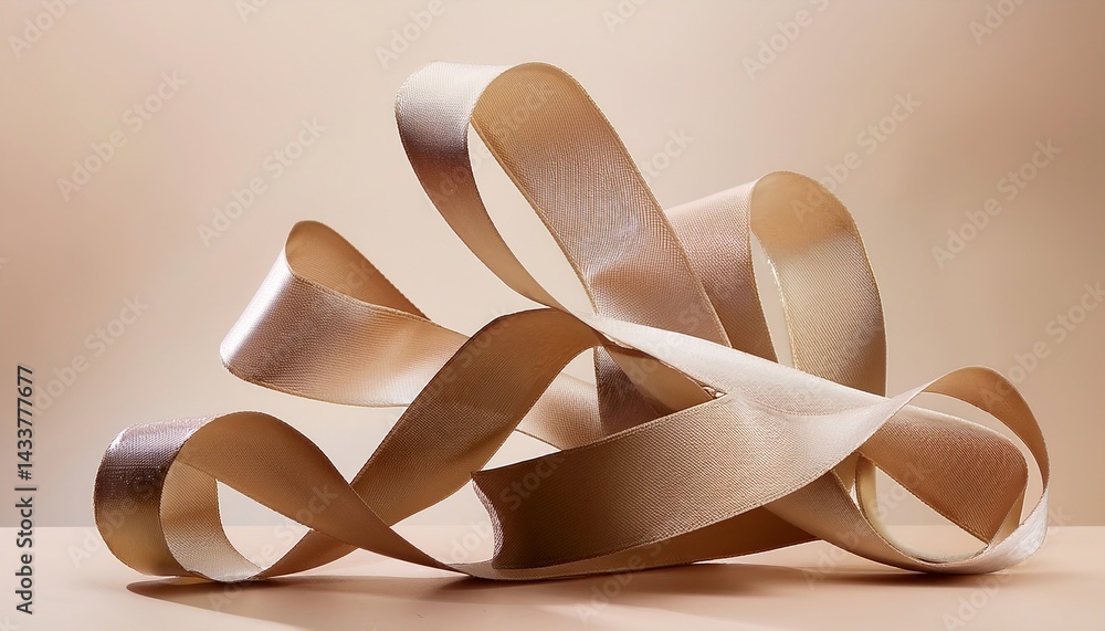 Aufkleber dynamic flow of golden ribbons studio setting artistic photography abstract design close-up view ele