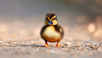 Cute duckling on ground
