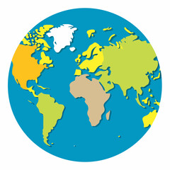 Colorful World Globe Illustration Continents And Oceans Flat Vector Style Design
