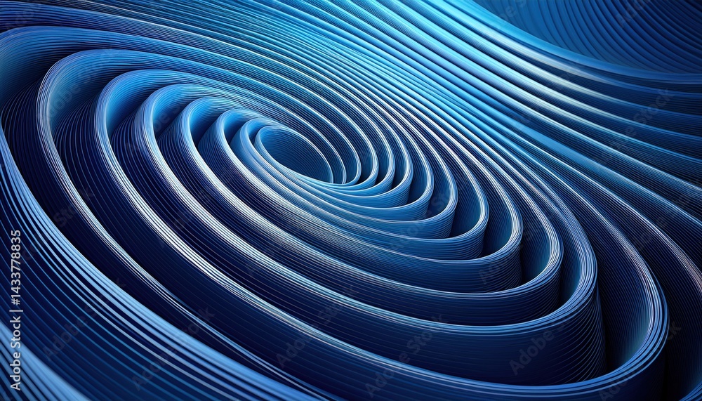 Poster dynamic fluid motion patterns abstract art digital design blue tones close-up view visual harmony