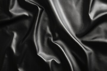 Fototapeta premium Close-up view of luxurious black fabric folds.