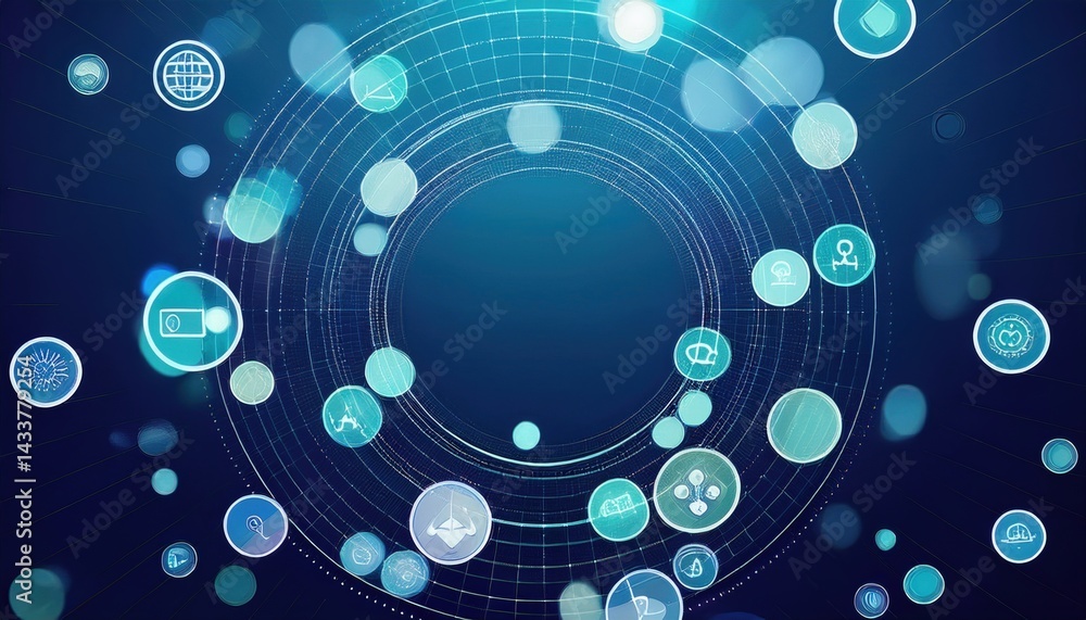 Poster dynamic digital connections virtual space infographic presentation abstract environment aerial view 
