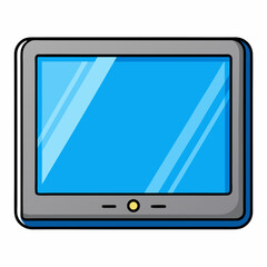 Illustration Of A Modern Tablet Device With Blue Screen And Gray Body