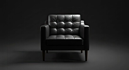Classic Black Leather Armchair Isolated Furniture Interior Design Comfortable Seating Elegant Modern Piece