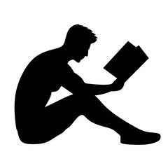 silhouette of a man reading. smart man vector