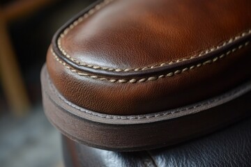 Close-up view of a meticulously crafted leather shoe sole.