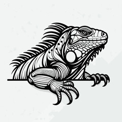 A bold graphic illustration of an iguana.