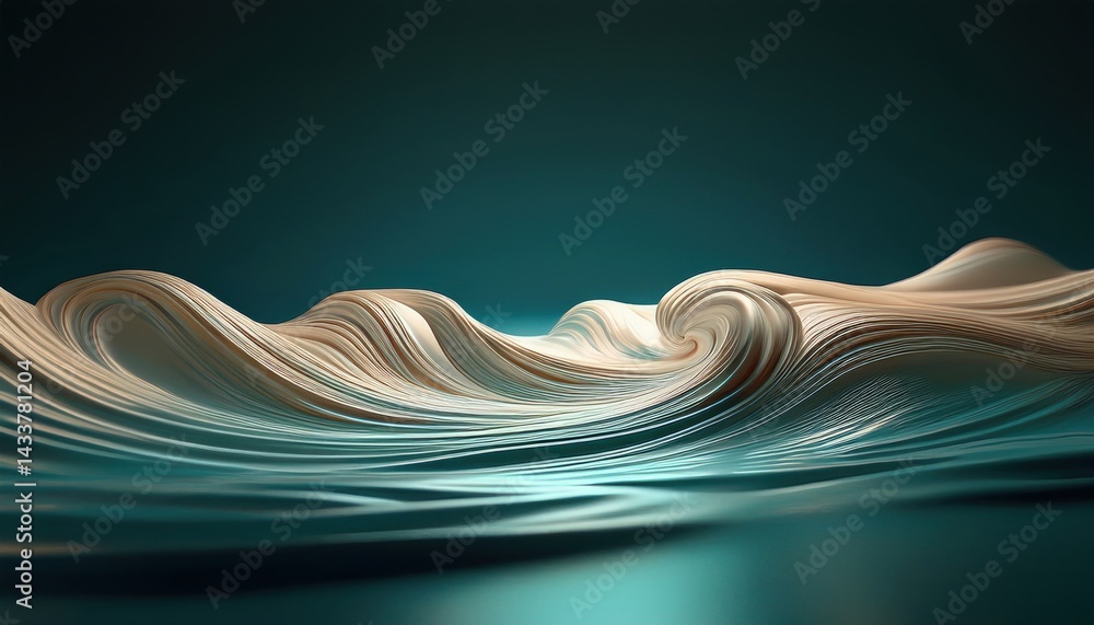 Poster flowing waves of light abstract art digital creation calm environment low angle fluid dynamics