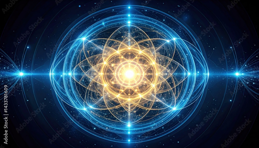 Poster dynamic energy patterns cosmic realm digital artwork vibrant universe abstract visualization