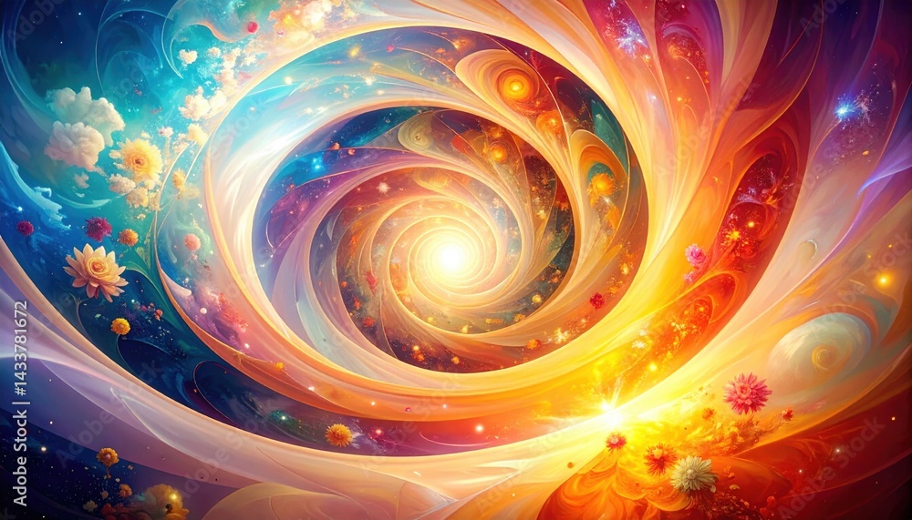 Poster cosmic swirl of colorful galaxies abstract universe digital art vibrant environment fractal viewpoin