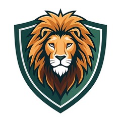 Obraz premium Lion Head Logo with Shield in Illustration