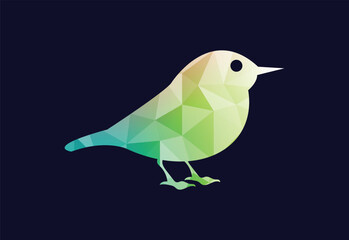 Low poly with colorful bird logo design, Vector design Template