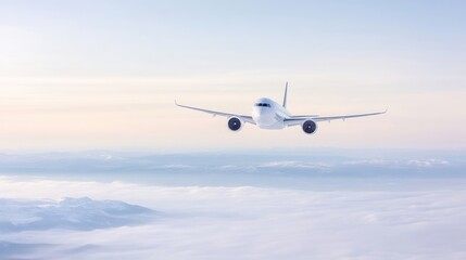 Fototapeta premium Airplane soaring above clouds