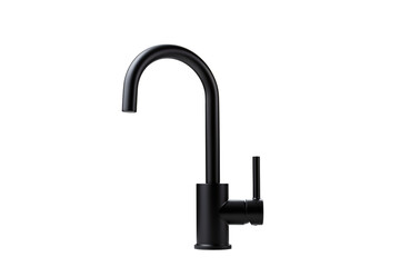 A sleek black faucet stands out against a stark black backdrop showcasing its modern design and finish png