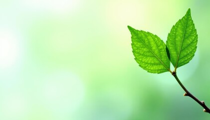 Single delicate sapling, vibrant green leaves, isolated , nature, sapling