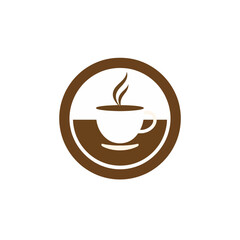 Simple Coffee Cup Logo Design in Brown Circle