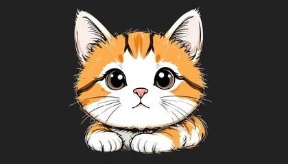 Fototapeta premium Adorable Cartoon Cat Drawing: Cute Orange & White Feline with Big Eyes & Pink Nose, Whimsical Pet Art for Kids & Animal Lovers, 32k Resolution