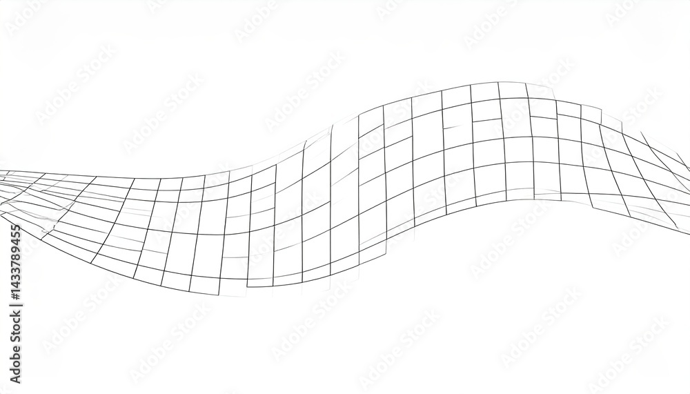 Poster dynamic flowing grid pattern illustration abstract design digital art minimalist style perspective v