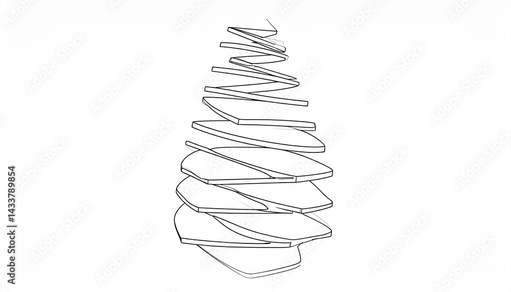 Poster dynamic spiral structure architectural design 3d model abstract art studio setting modern aesthetics