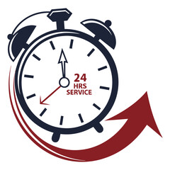 Modern 24 HRS Service Badge Creative Stopwatch Logo for Companies