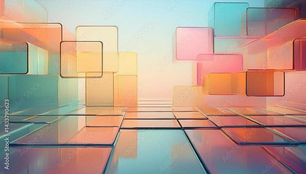 Poster dynamic abstract art installation digital space visual design modern environment futuristic perspect