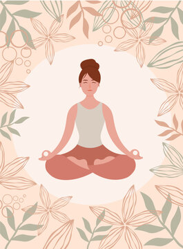 Meditation and Harmony&rdquo; &ndash; Vector Illustration of a Woman in Lotus Pose