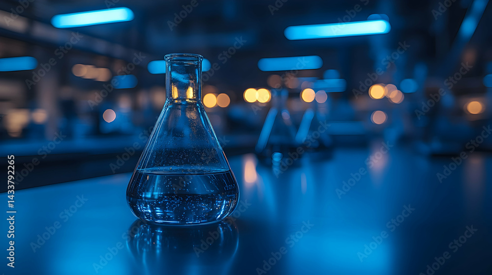 Poster erlenmeyer flask in modern laboratory setting