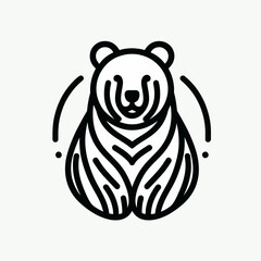 A bold black line drawing of a bear, emphasizing its form through intricate lines.