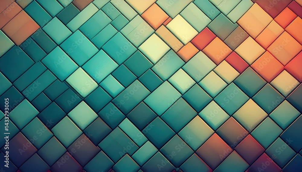 Poster dynamic geometric patterns abstract art digital design colorful tiles modern aesthetics vibrant comp