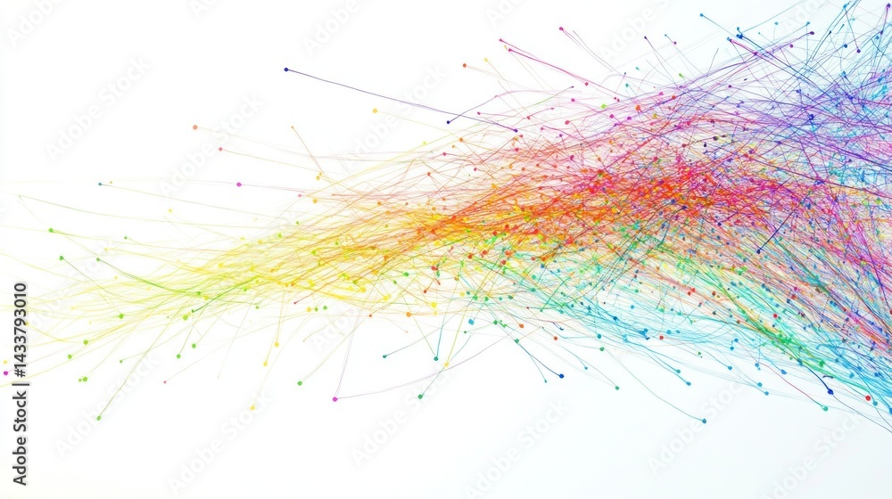 Poster abstract colorful network of lines and dots