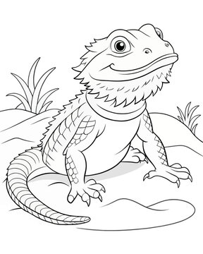 bearded dragon outline coloring page clip art preview