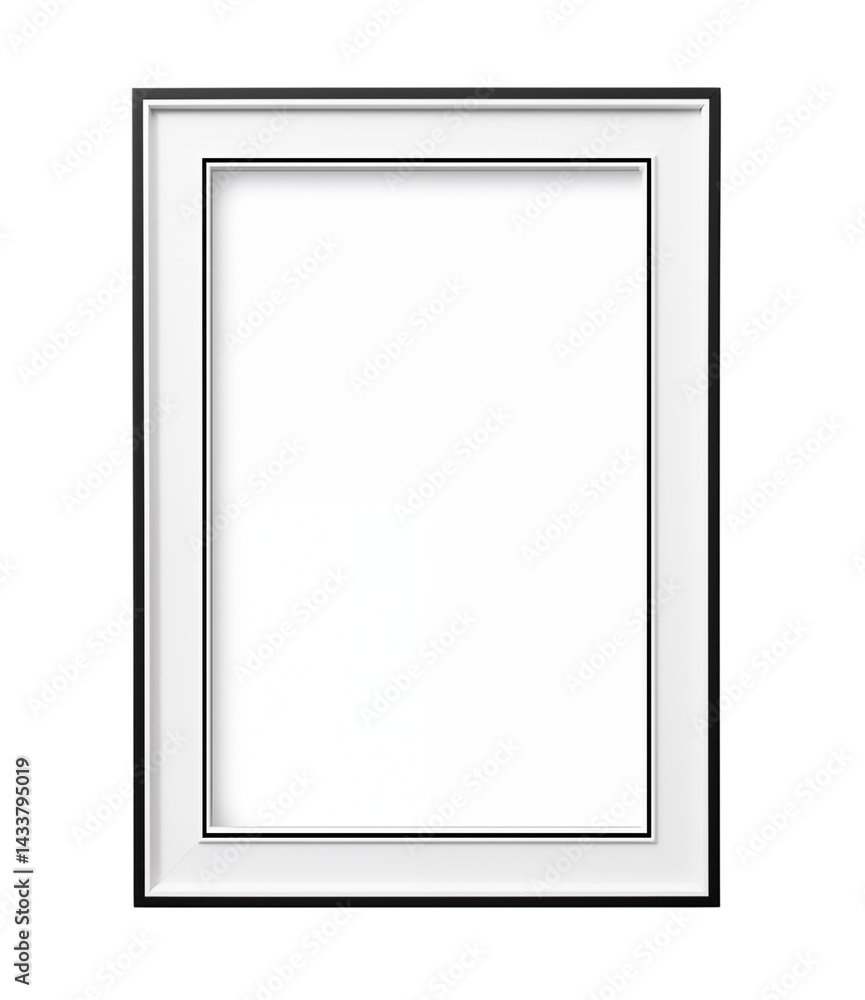 Poster a black and white frame with a white border and a transparent background in a portrait orientation s