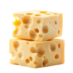 Cheese day concept. Cheese blocks with holes stacked on a black background. isolated on white background