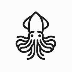 A stylized black line drawing of a squid.