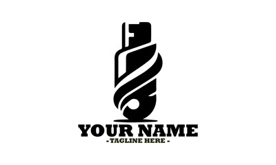 Simple black outline of a portable USB flash drive for data storage on a white background. Technology concept, USB logo icon and illustrasion USB vector logo design