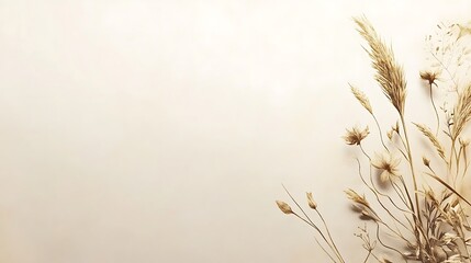Fototapeta premium Dried Flowers Beige Background. (1)