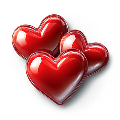3D glossy heart stickers isolated on white background