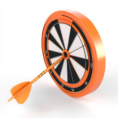 3D success icon dart and target, isolated on white background