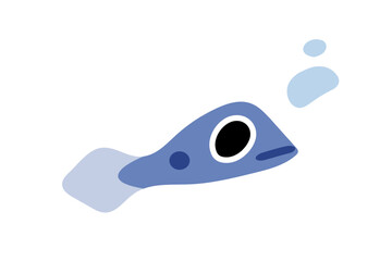 Cute Blue Fish with Bubbles