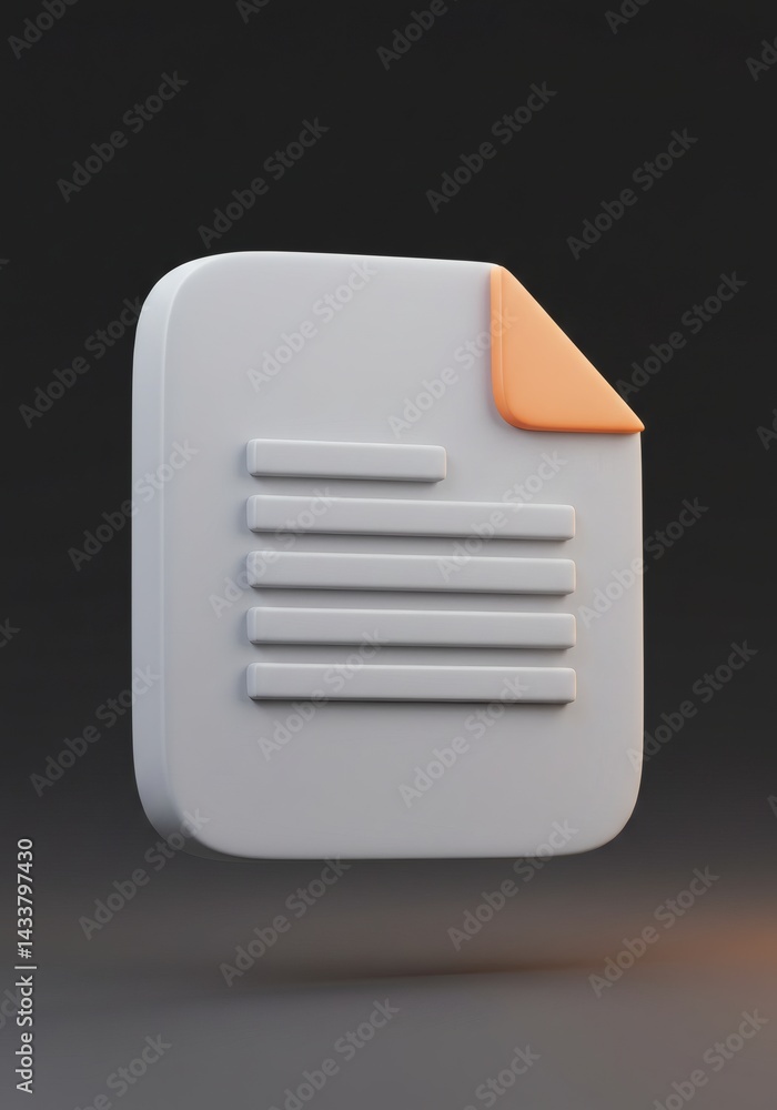 Aufkleber illustrative 3d render of a document icon with corner fold for modern ui design