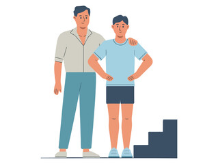 Fathers and parasites body  fitness training vector illustration