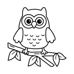 Woodland Escape Coloring Book, bold and easy coloring pages, animals line art, Owl, Cute Owl Coloring Page, 