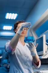Laboratory medical worker conducting research in the field of molecular biology. Female medical...